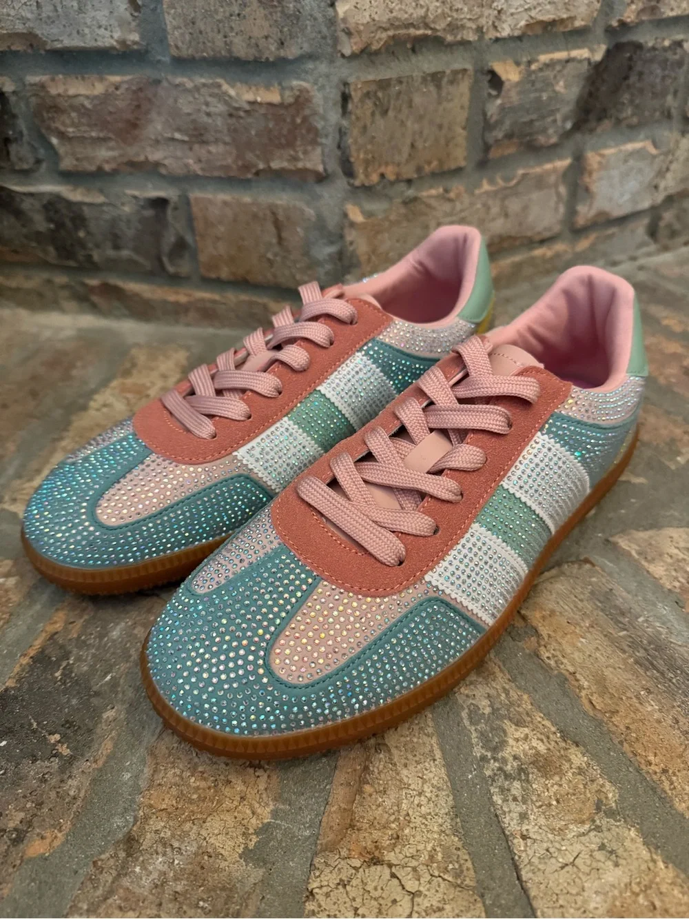 Berness Sparkle Pastel Athletic Sneakers - Pink, Teal & Mint Size 10